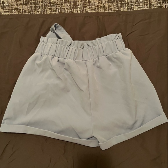 PASTEL BLUE TIE-WAIST SHORTS - Picture 4 of 4